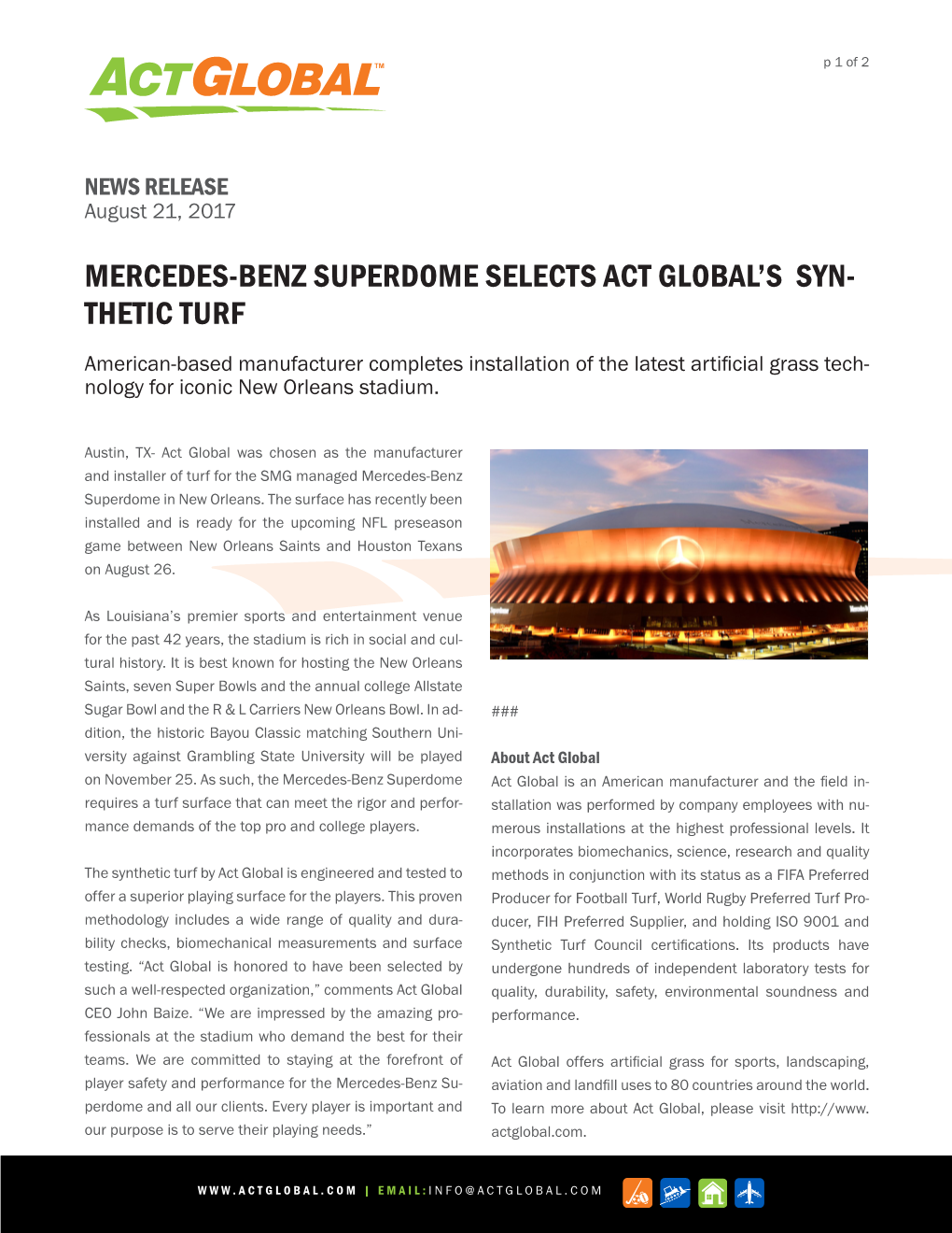 Mercedes-Benz Superdome Selects Act Global's Syn