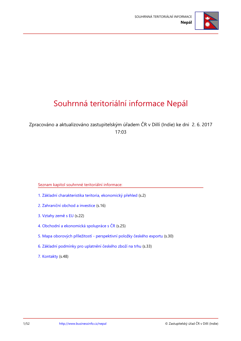 Souhrnná Terirotální Informace Nepál