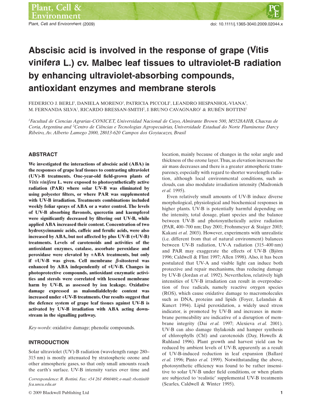 Abscisic Acid Is Involved in the Response of Grape (Vitis Vinifera L.) Cv