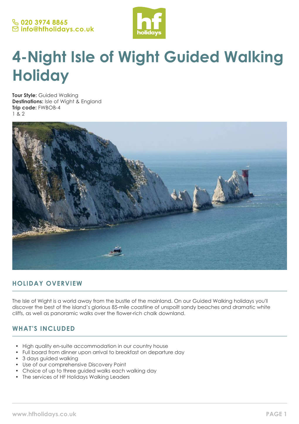 4-Night Isle of Wight Guided Walking Holiday