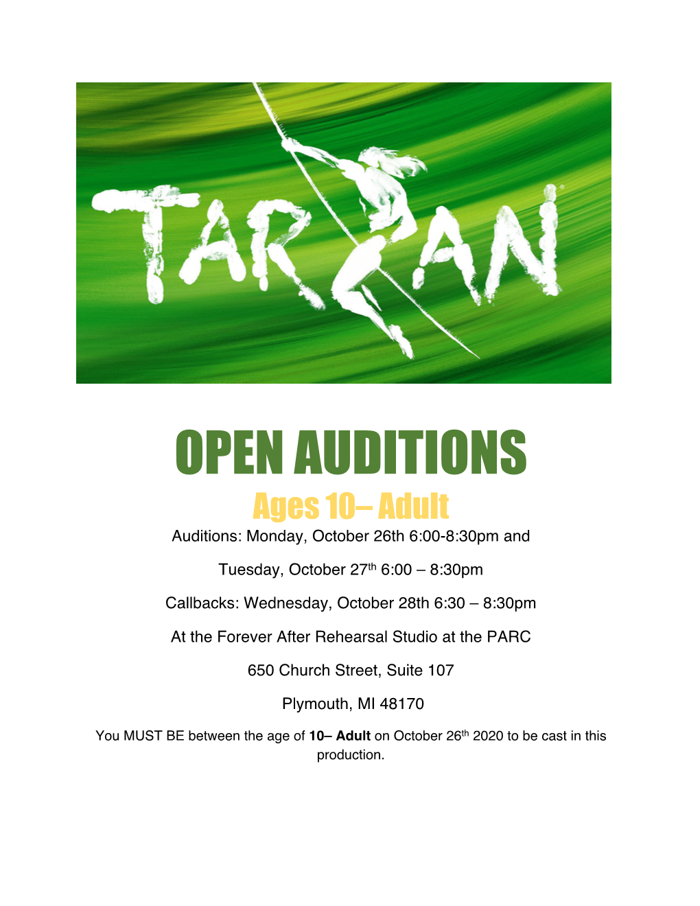 Tarzan Audition Pack