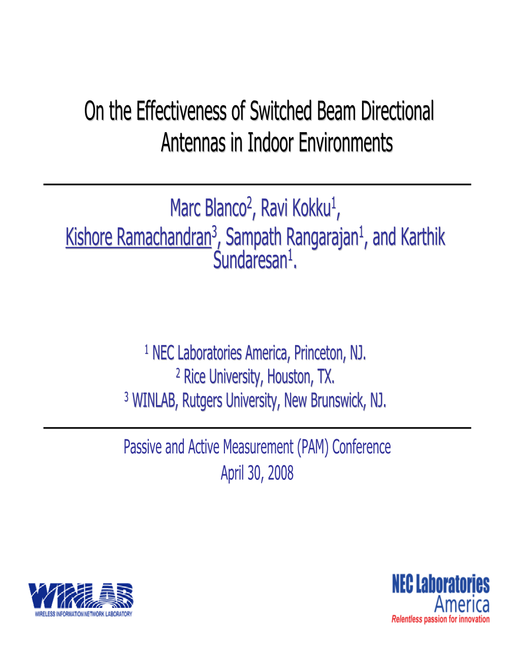 On the Effectiveness of Switched Beam Directional Antennas in Indoor Environments