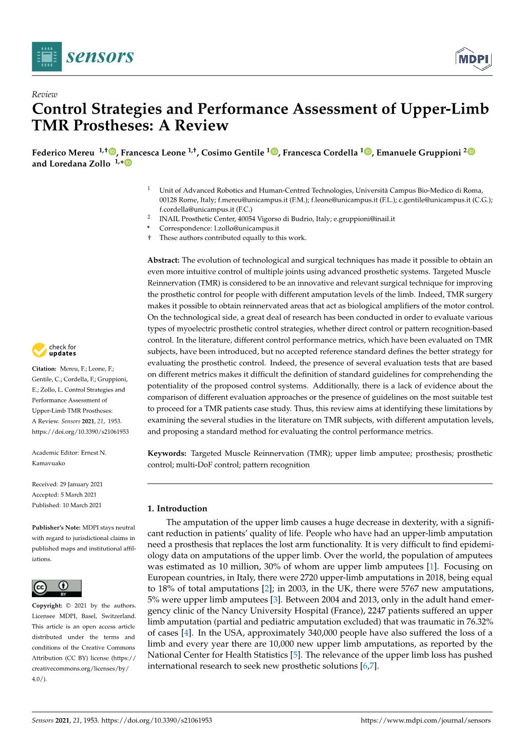 Control Strategies and Performance Assessment of Upper-Limb TMR Prostheses: a Review