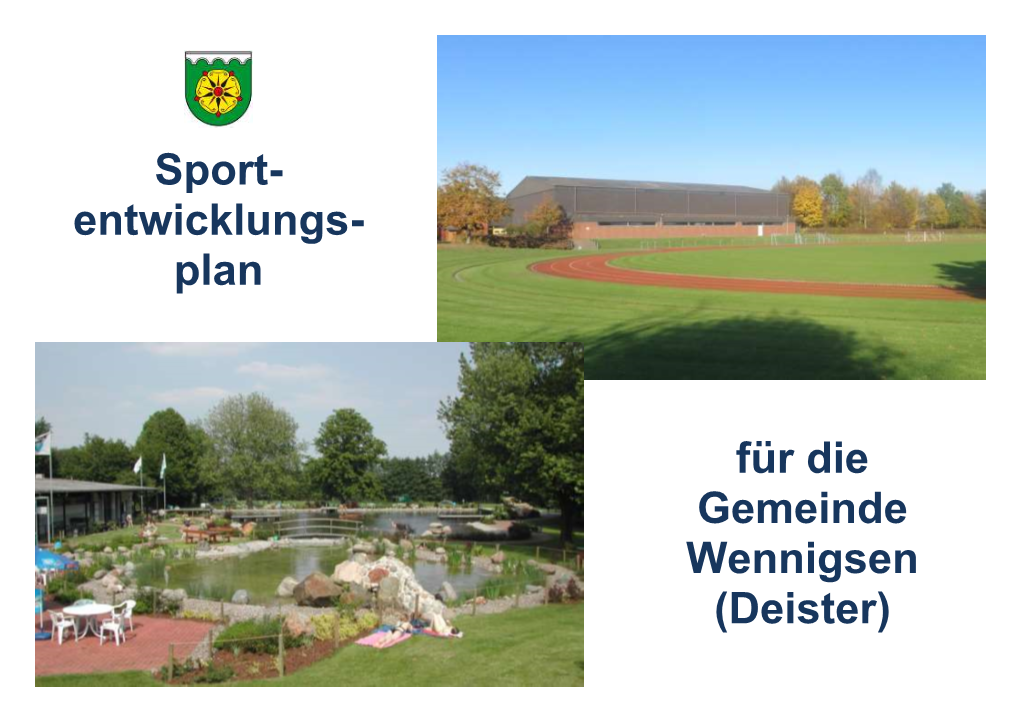 Sport- Entwicklungs- Plan Für Die Gemeinde Wennigsen (Deister)