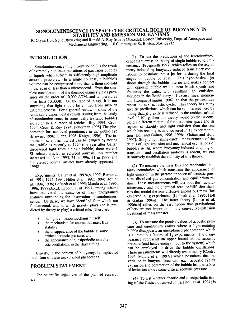 Sonoluminescence in Space: the Critical Role of Buoyancy in Stability and Emission Mechanisms R