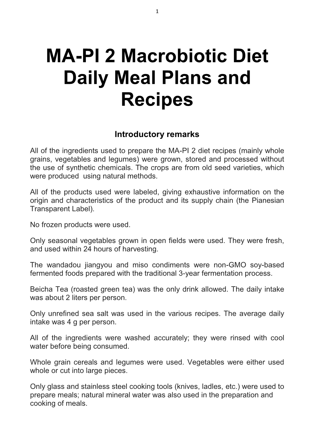 MA-PI 2 Macrobiotic Diet Daily Meal Plans and Recipes