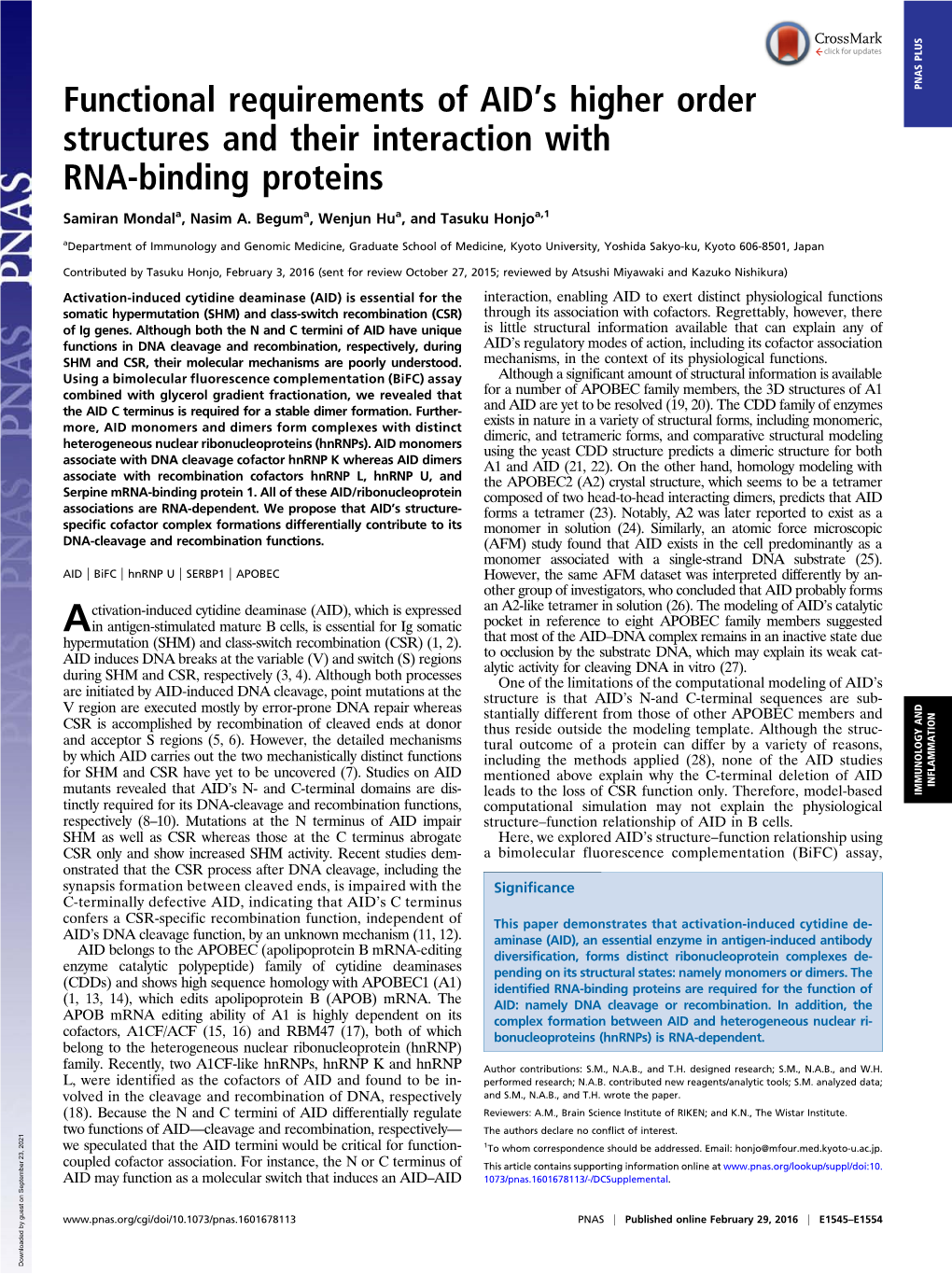 Functional Requirements of AID's Higher Order Structures And