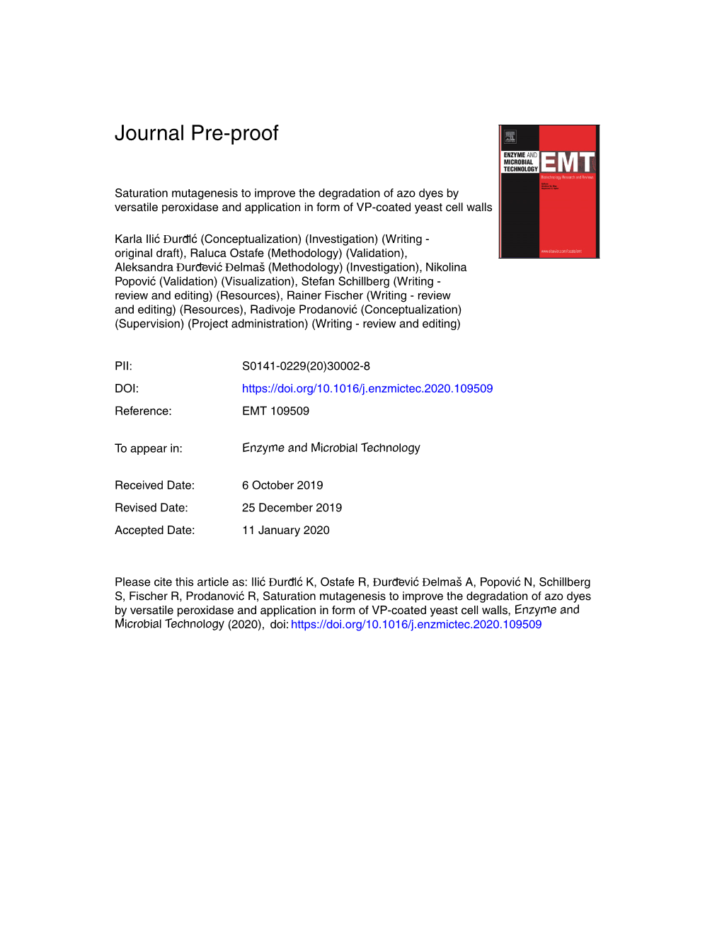 Saturation Mutagenesis to Improve the Degradation of Azo Dyes by Versatile Peroxidase and Application in Form of VP-Coated Yeast Cell Walls