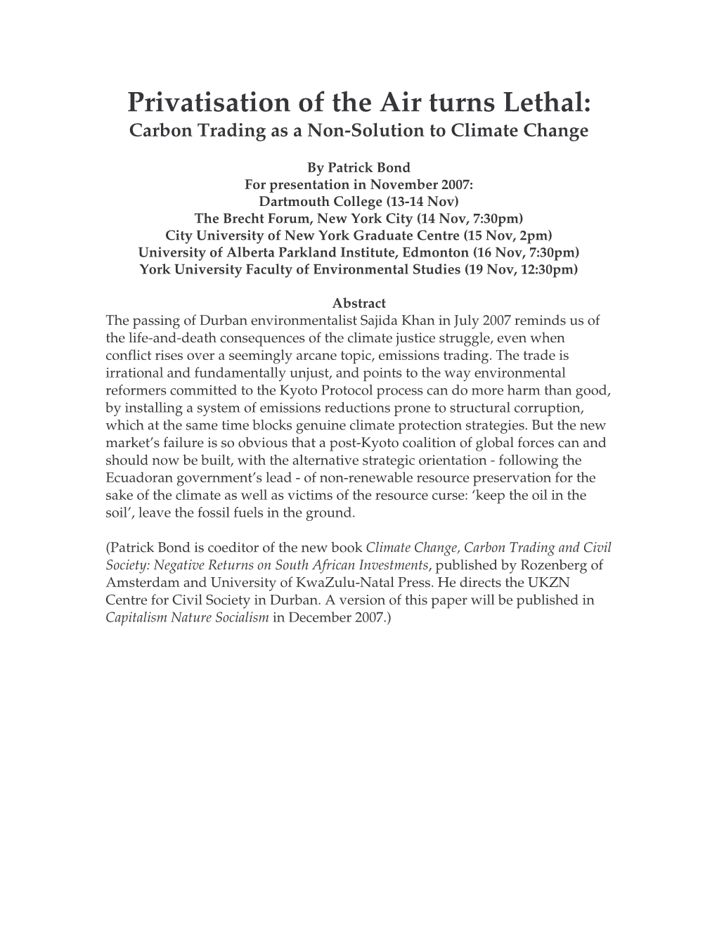 Bond Climate Change Paper