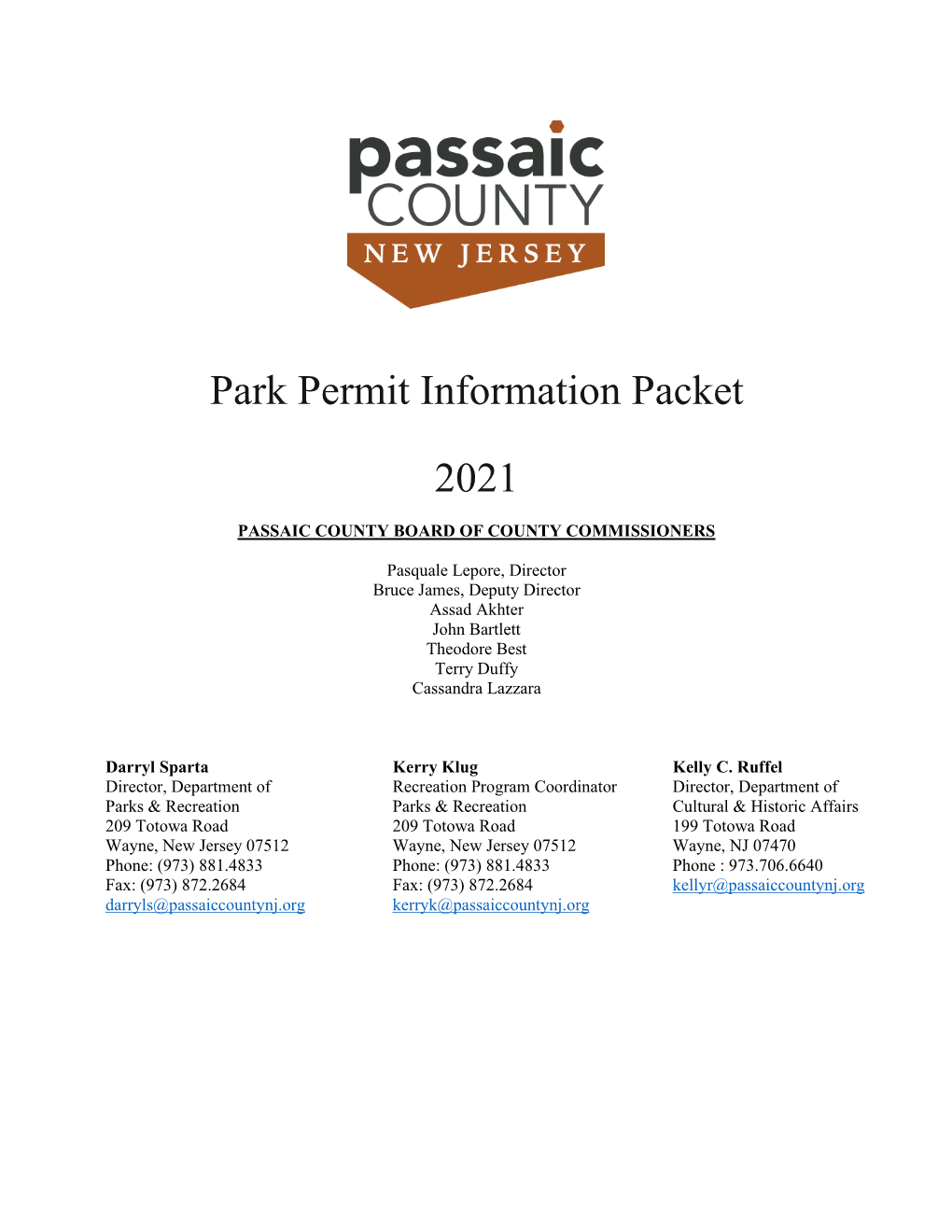 Park Permit Information Packet 2021
