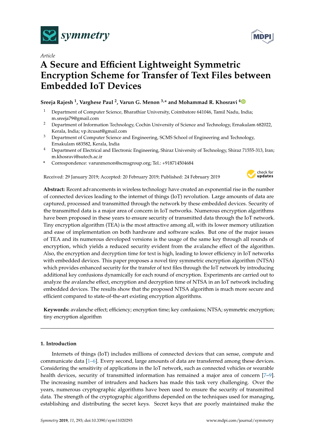 A Secure and Efficient Lightweight Symmetric Encryption Scheme For