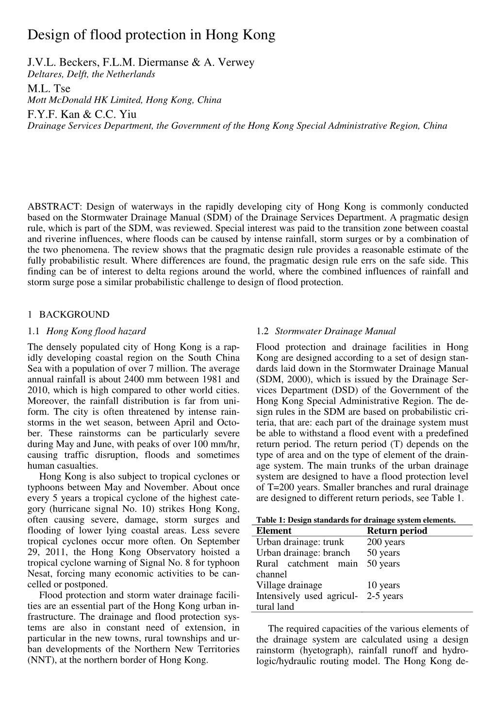 Design of Flood Protection in Hong Kong