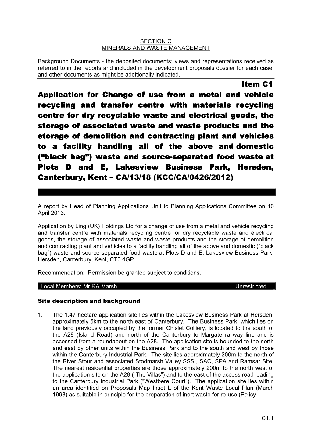 Lakesview Business Park Hersden, Item 24. PDF 3 MB