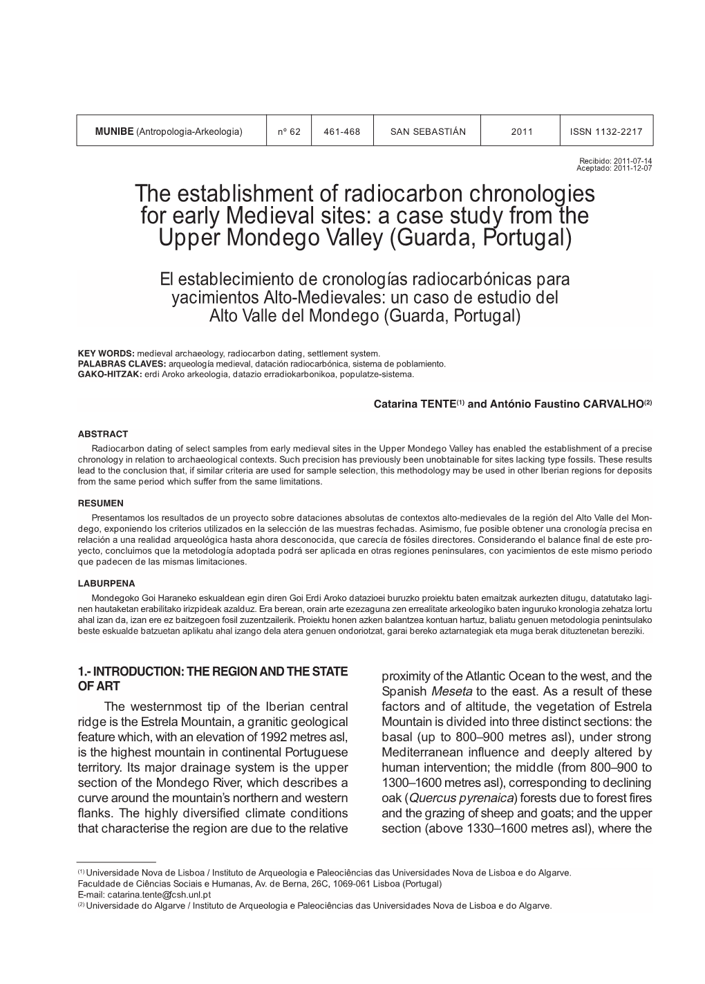 The Establishment of Radiocarbon Chronologies for Early Medieval Sites: a Case Study from the Upper Mondego Valley (Guarda, Portugal)