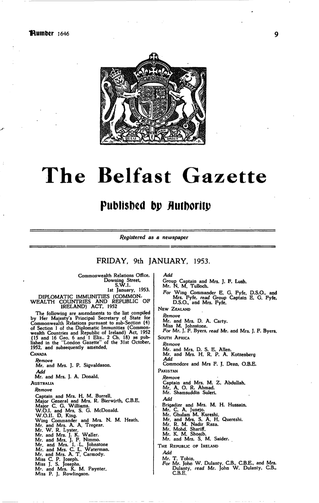 The Belfast Gazette Published Bp Hutdoritp