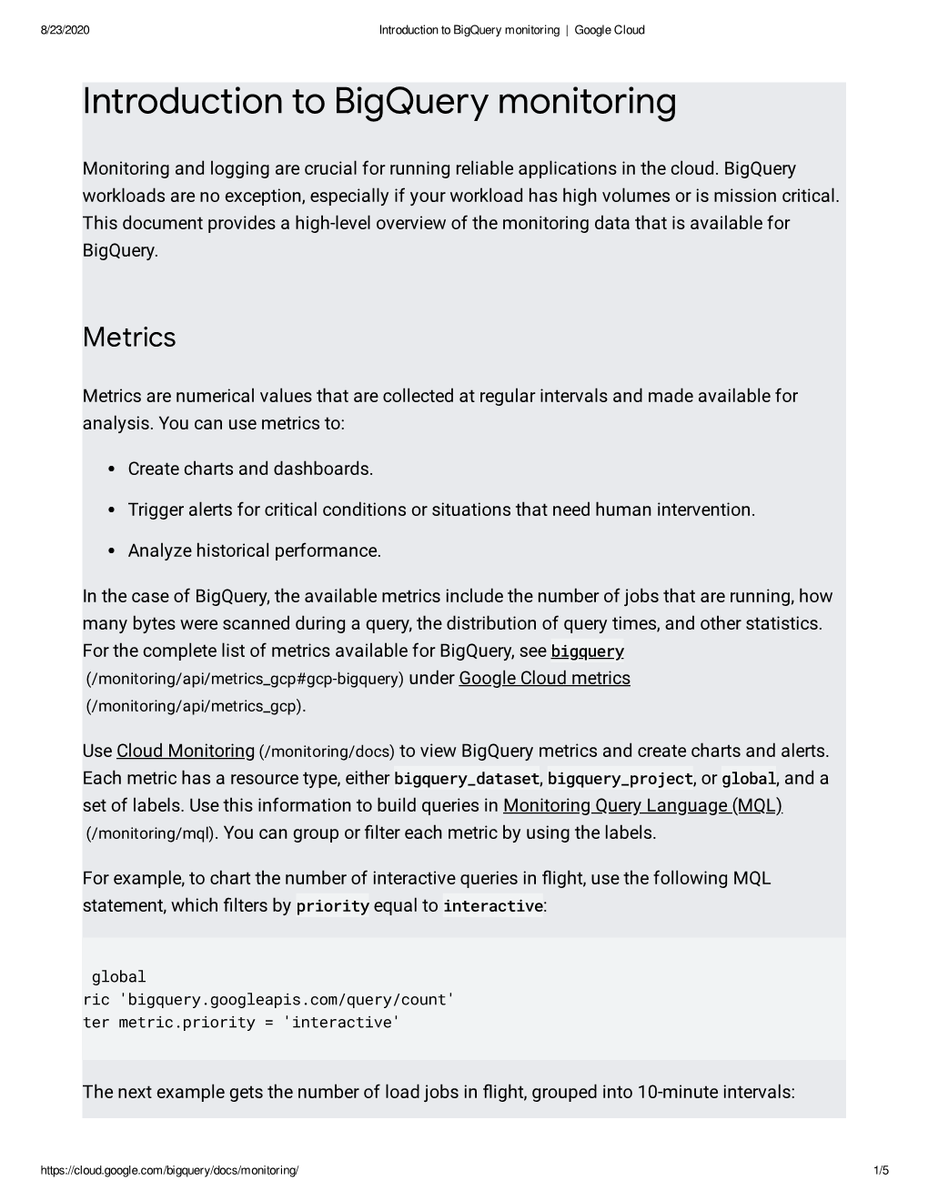 Introduction to Bigquery Monitoring | Google Cloud