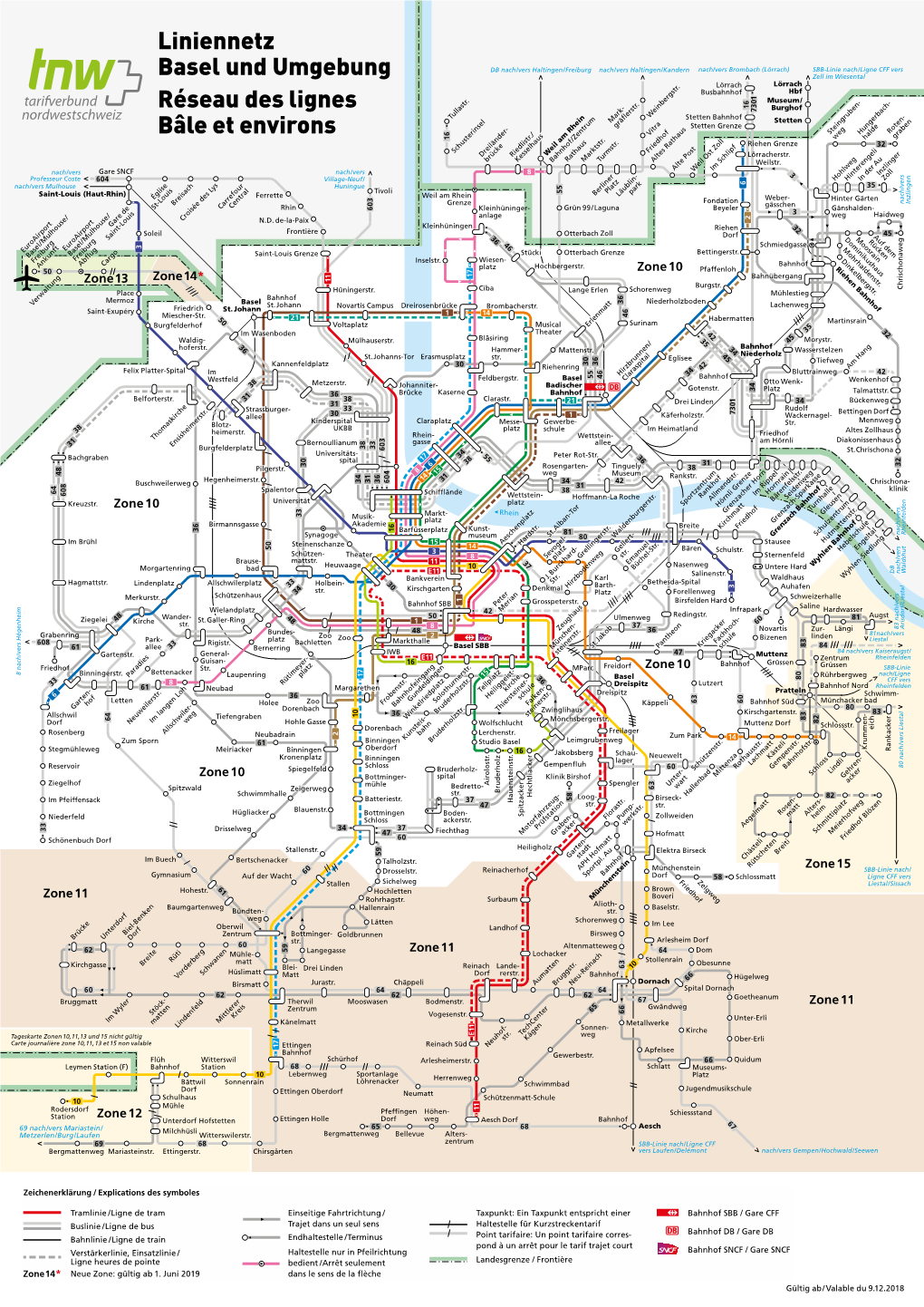 Liniennetz Basel Und Umgebung Réseau Des Lignes Bâle Et Environs