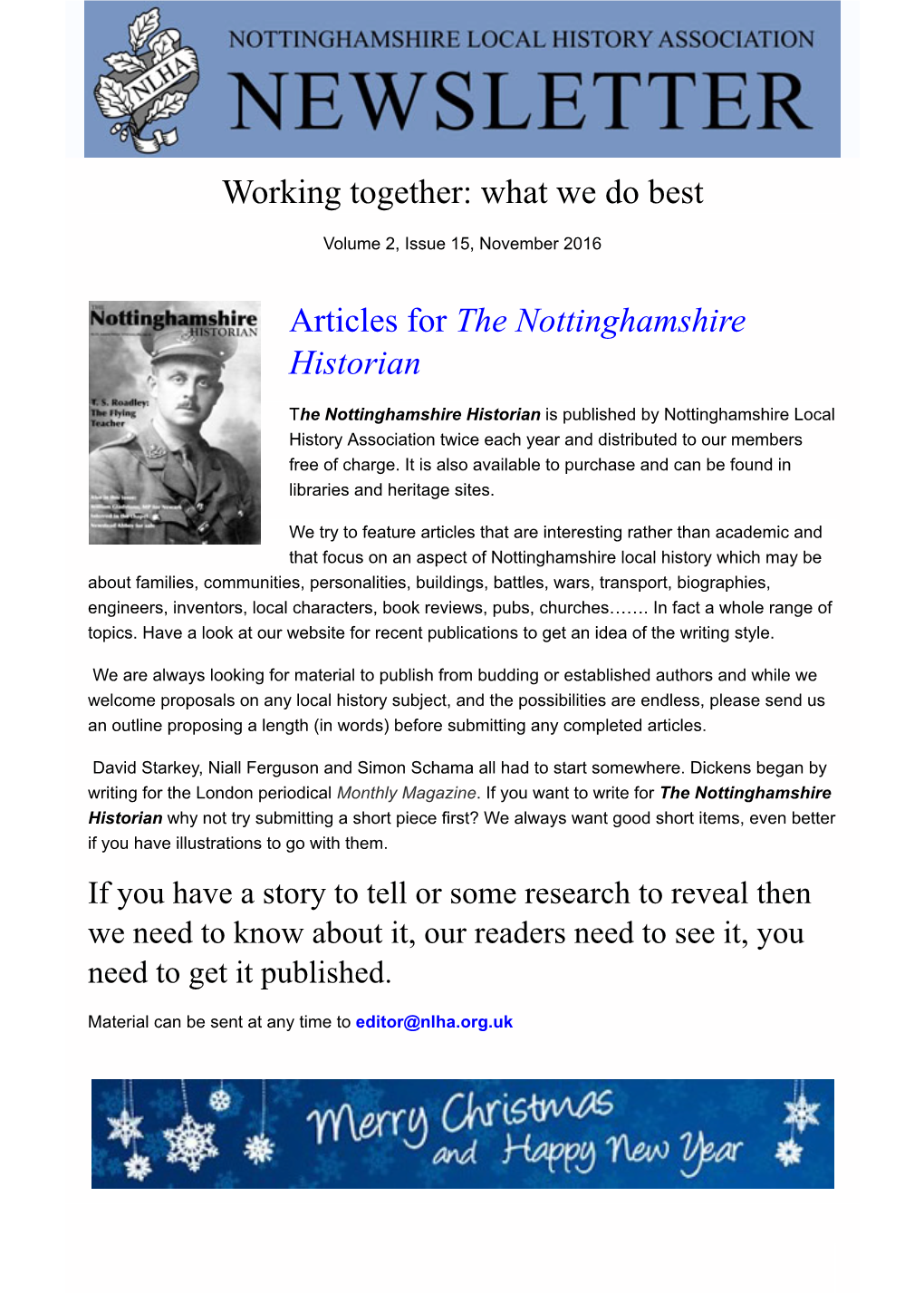 What We Do Best Articles for the Nottinghamshire Historian
