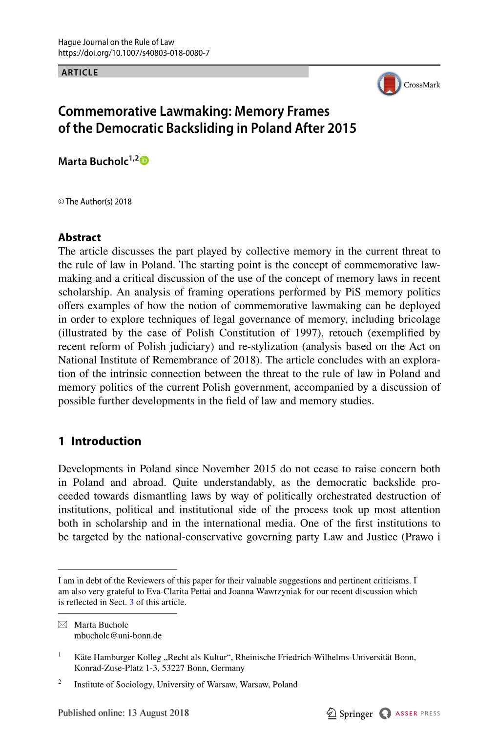 Memory Frames of the Democratic Backsliding in Poland After 2015