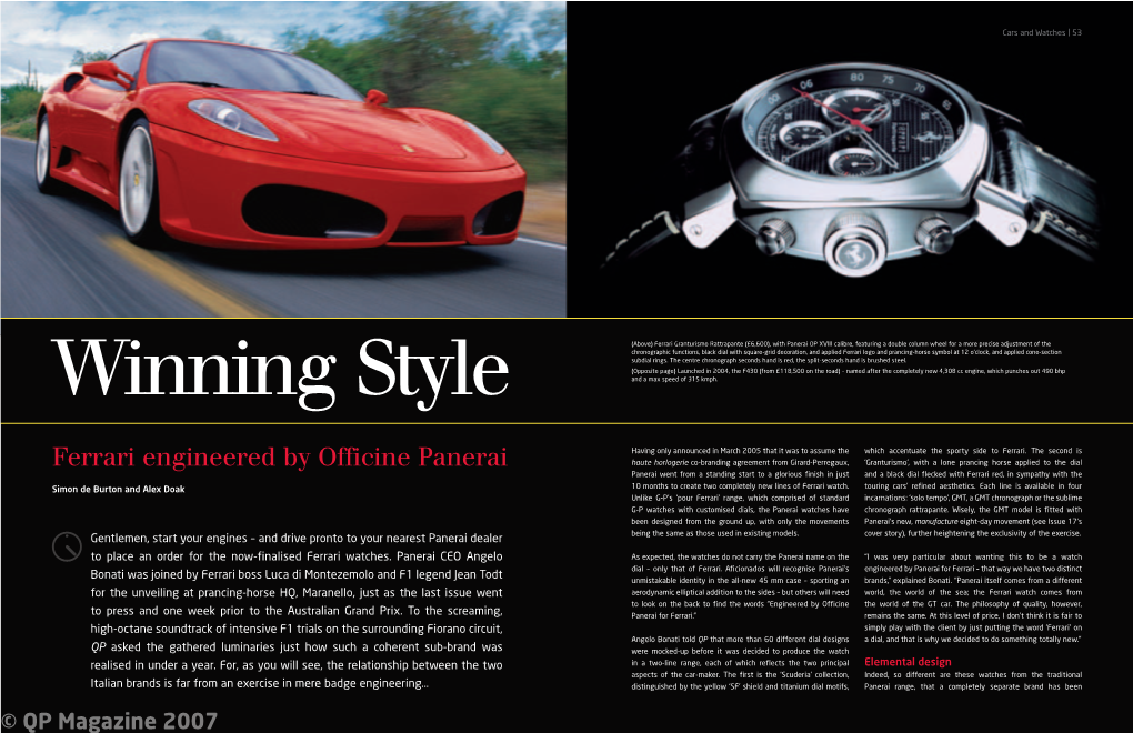 Ferrari Engineered by Officine Panerai