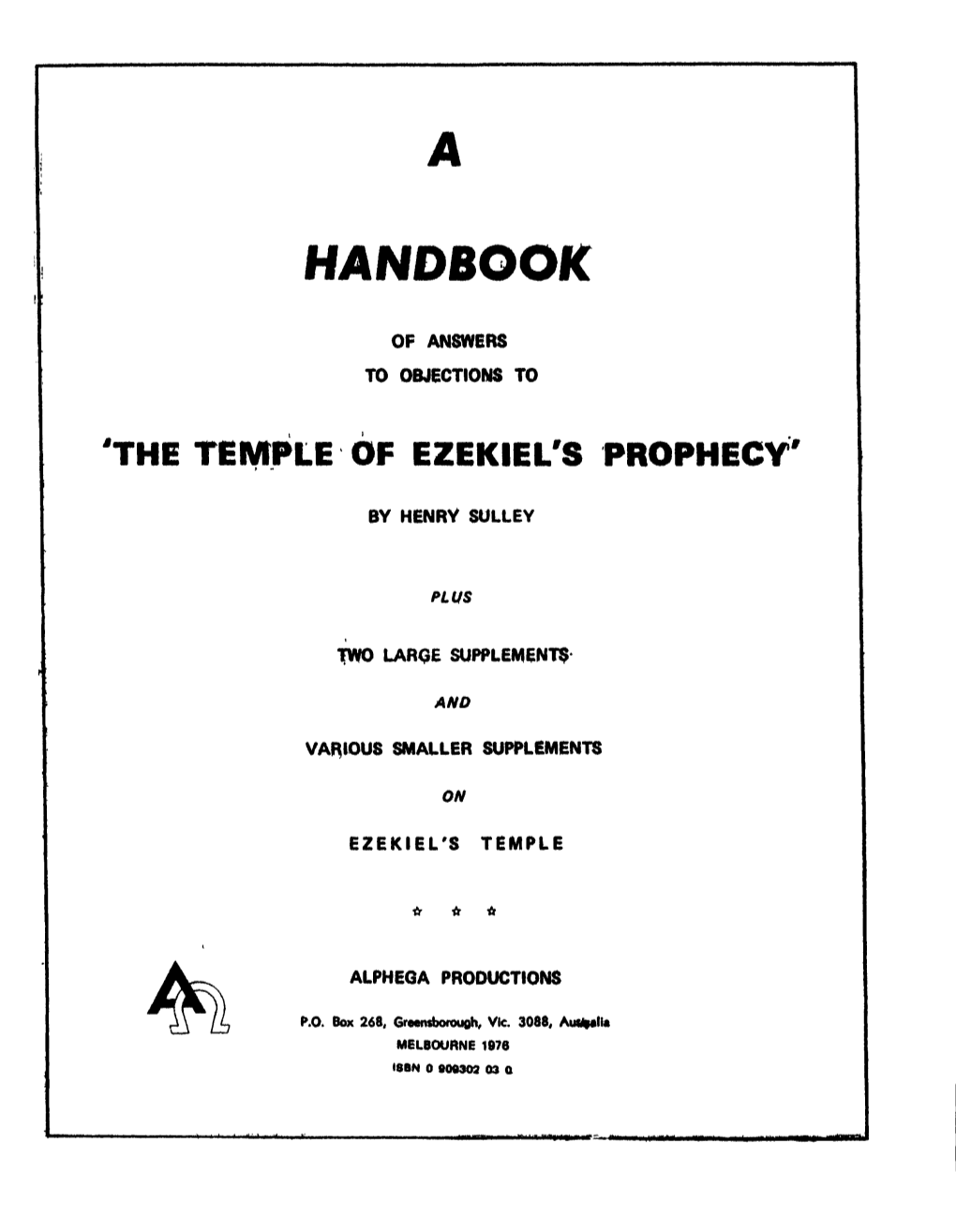 A Handbook of Answers to Objections to the Temple Of