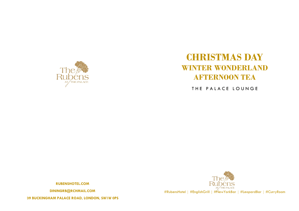 Christmas Day Winter Wonderland Afternoon Tea T H E P a L a C E L O U N G E