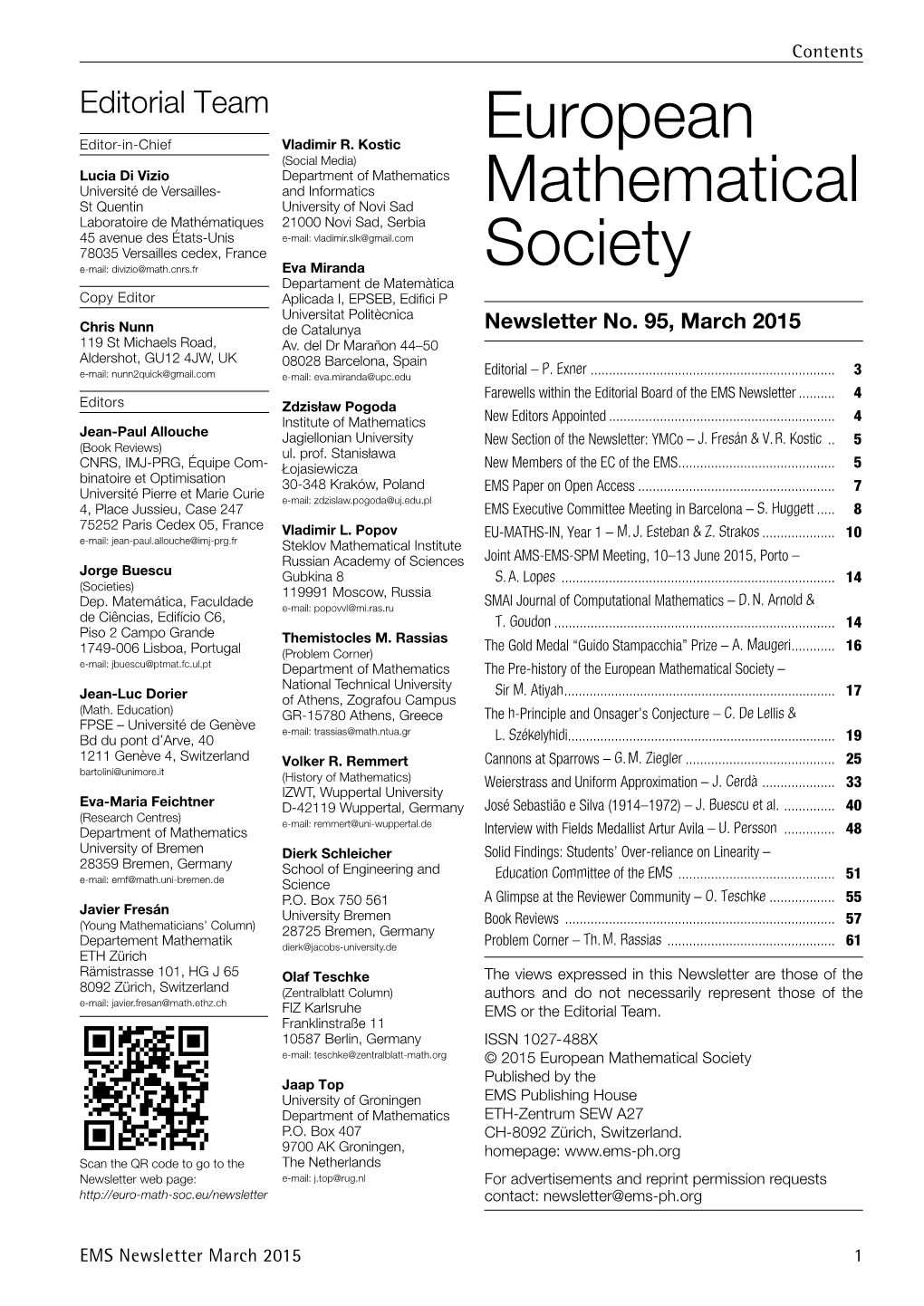 European Mathematical Society – National Technical University Sir M