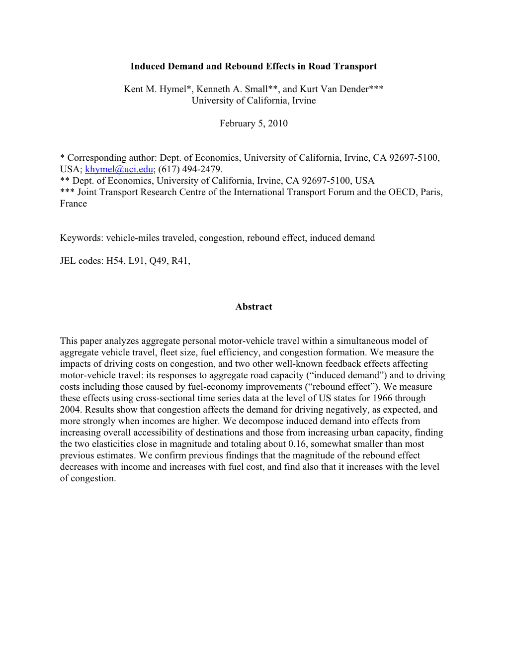 Induced Demand and Rebound Effects in Road Transport