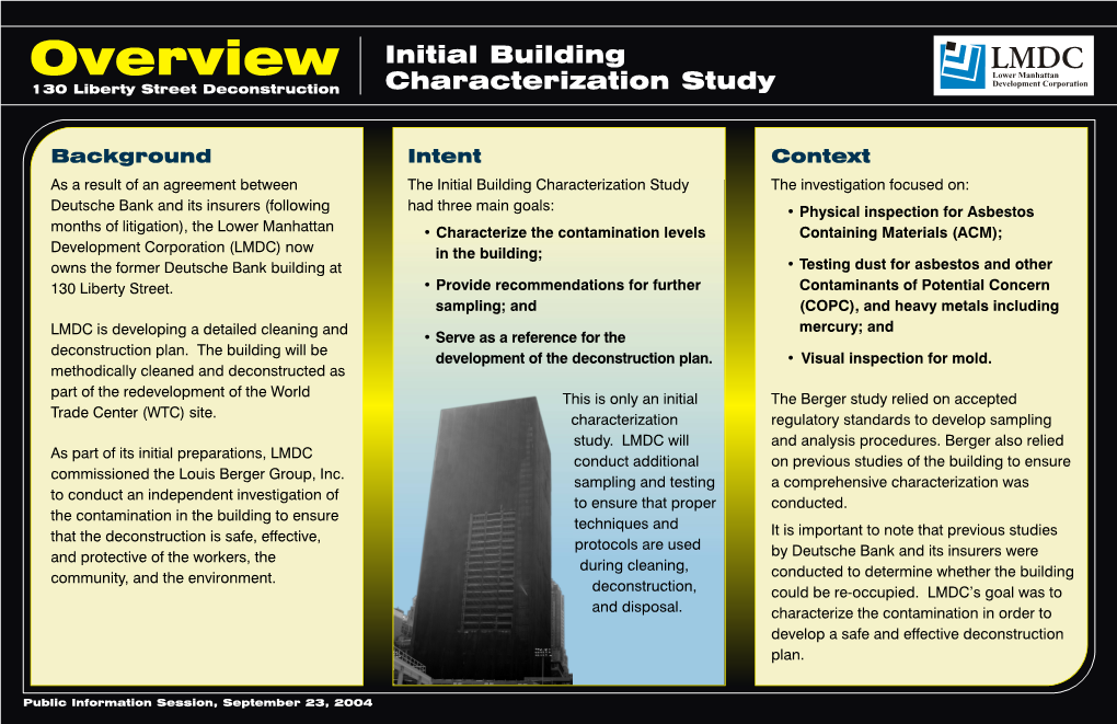 130 Liberty Street Deconstruction Characterization Study Development Corporation