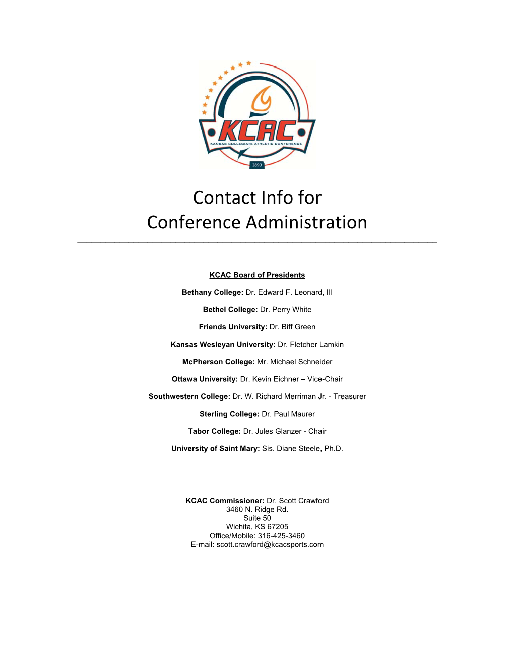 Contact Info for Conference Administration ______