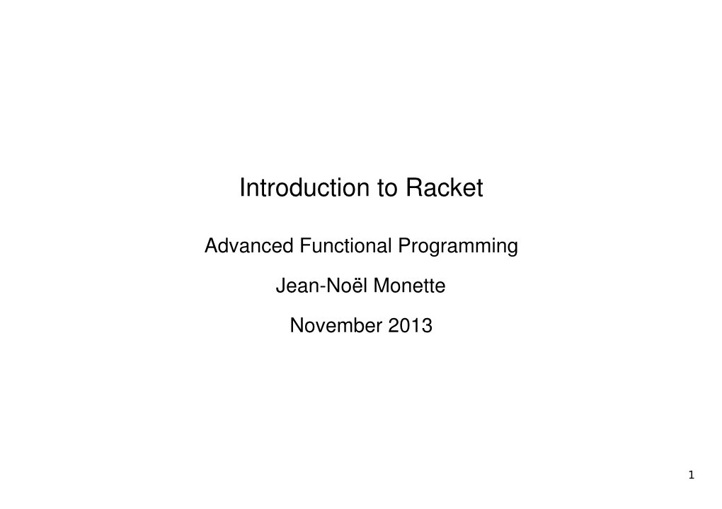 Introduction to Racket