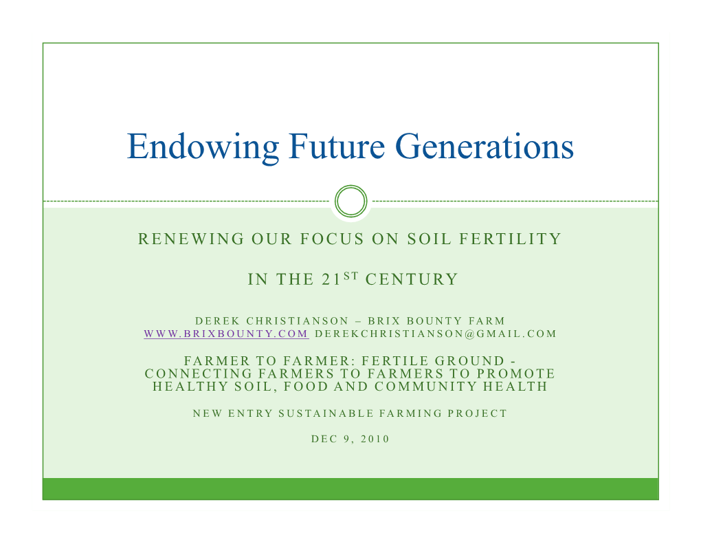 Endowing Future Generations