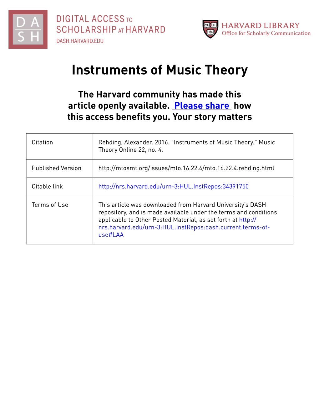 Instruments of Music Theory