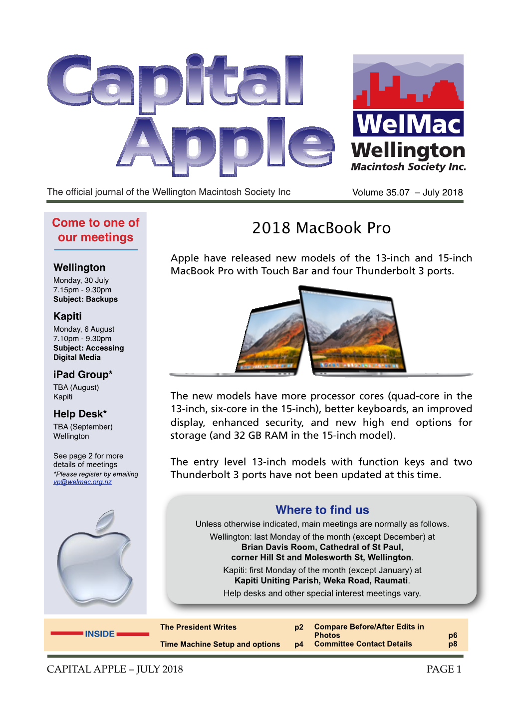 2018 Macbook Pro Our Meetings Apple Have Released New Models of the 13-Inch and 15-Inch Wellington Macbook Pro with Touch Bar and Four Thunderbolt 3 Ports