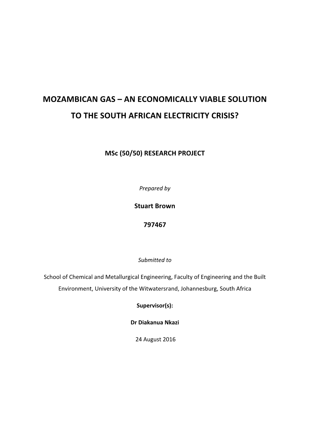 Mozambican Gas – an Economically Viable Solution to the South African Electricity Crisis?