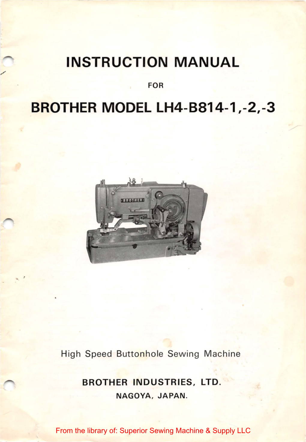 Instruction Manual Brother Model Lh4-B814-1