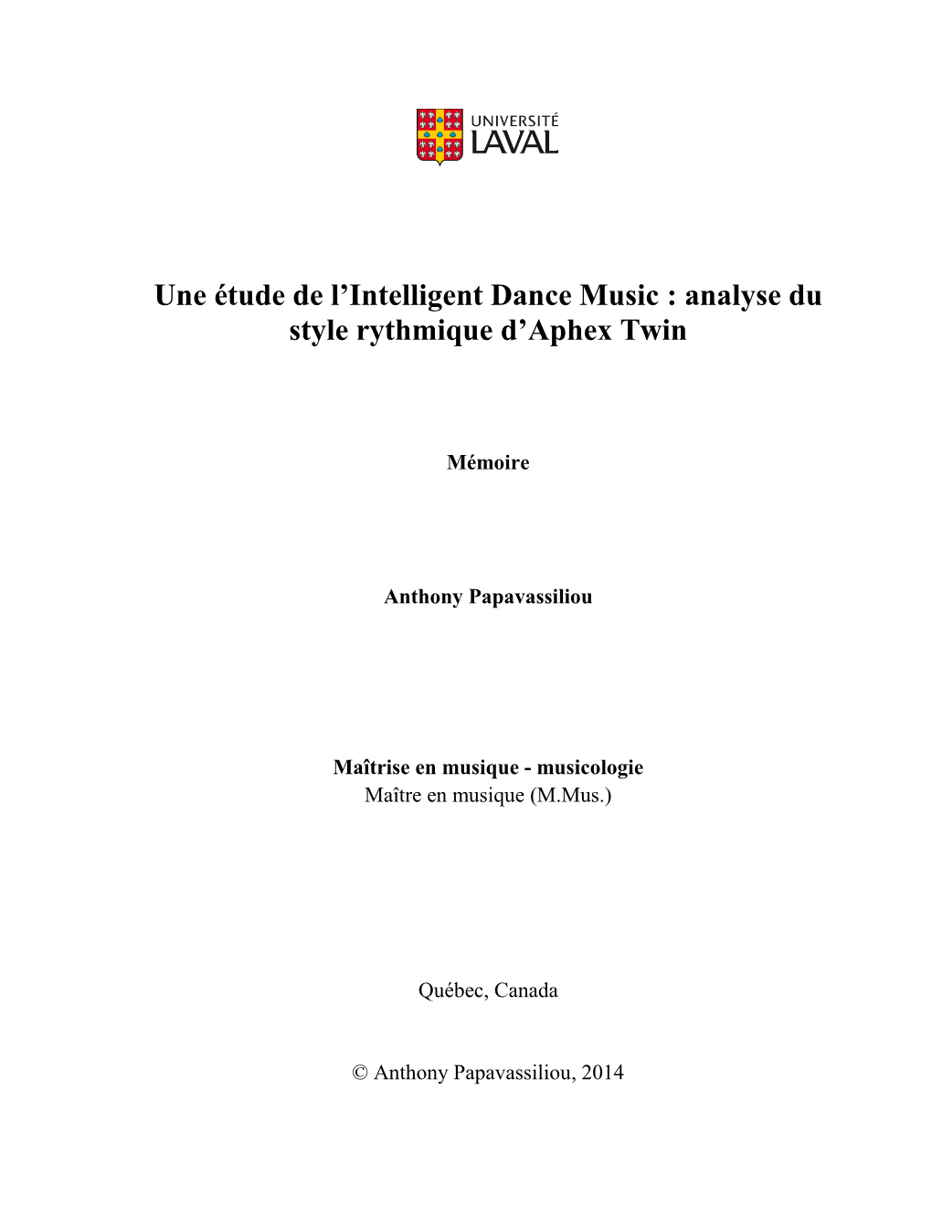 Une Étude De L'intelligent Dance Music : Analyse Du Style Rythmique D'aphex Twin