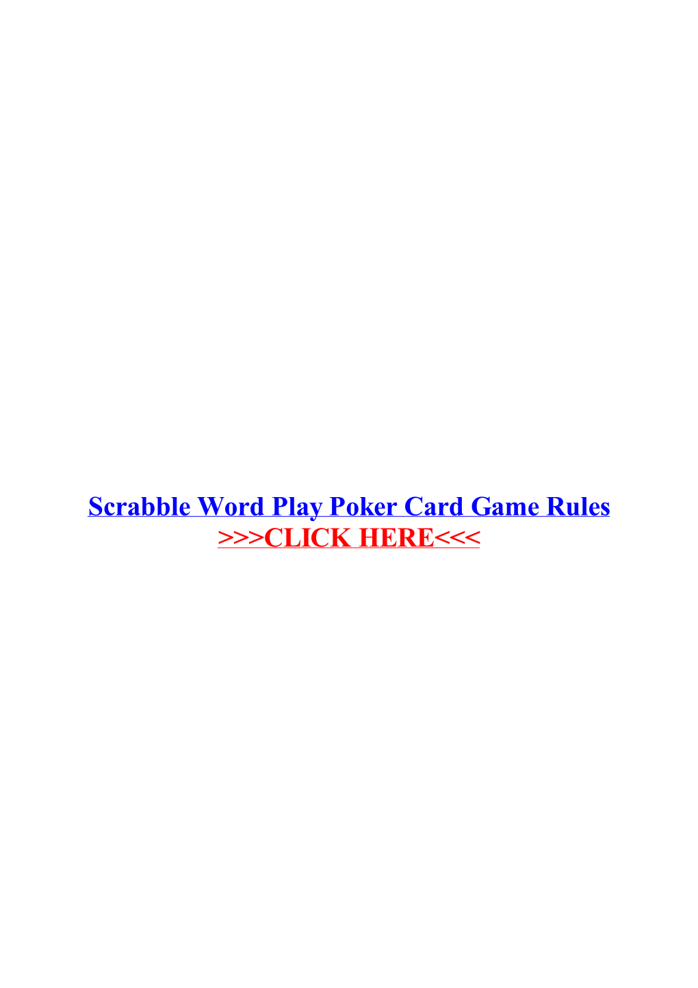 Scrabble Word Play Poker Card Game Rules