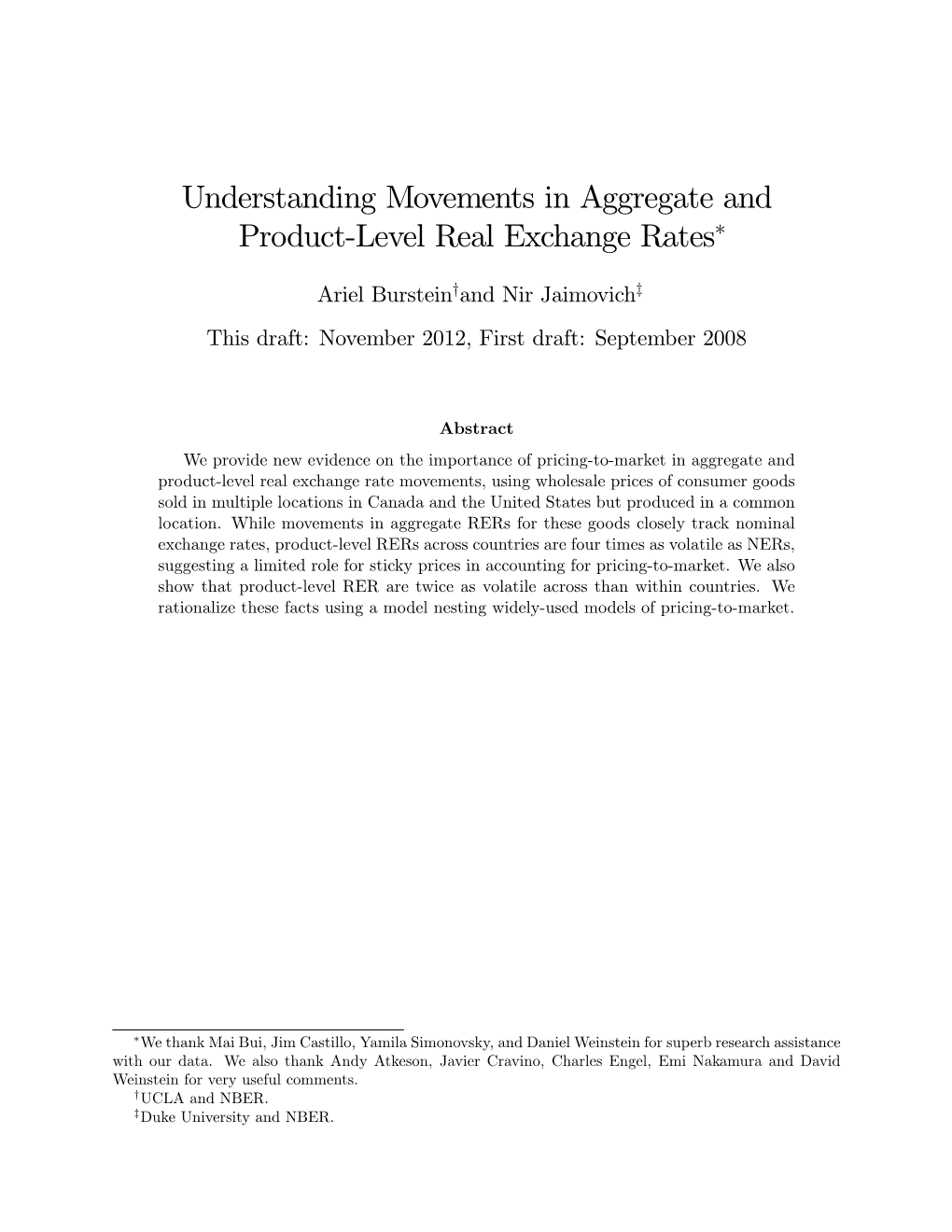 Understanding Movements in Aggregate and Product-Level Real Exchange Rates∗