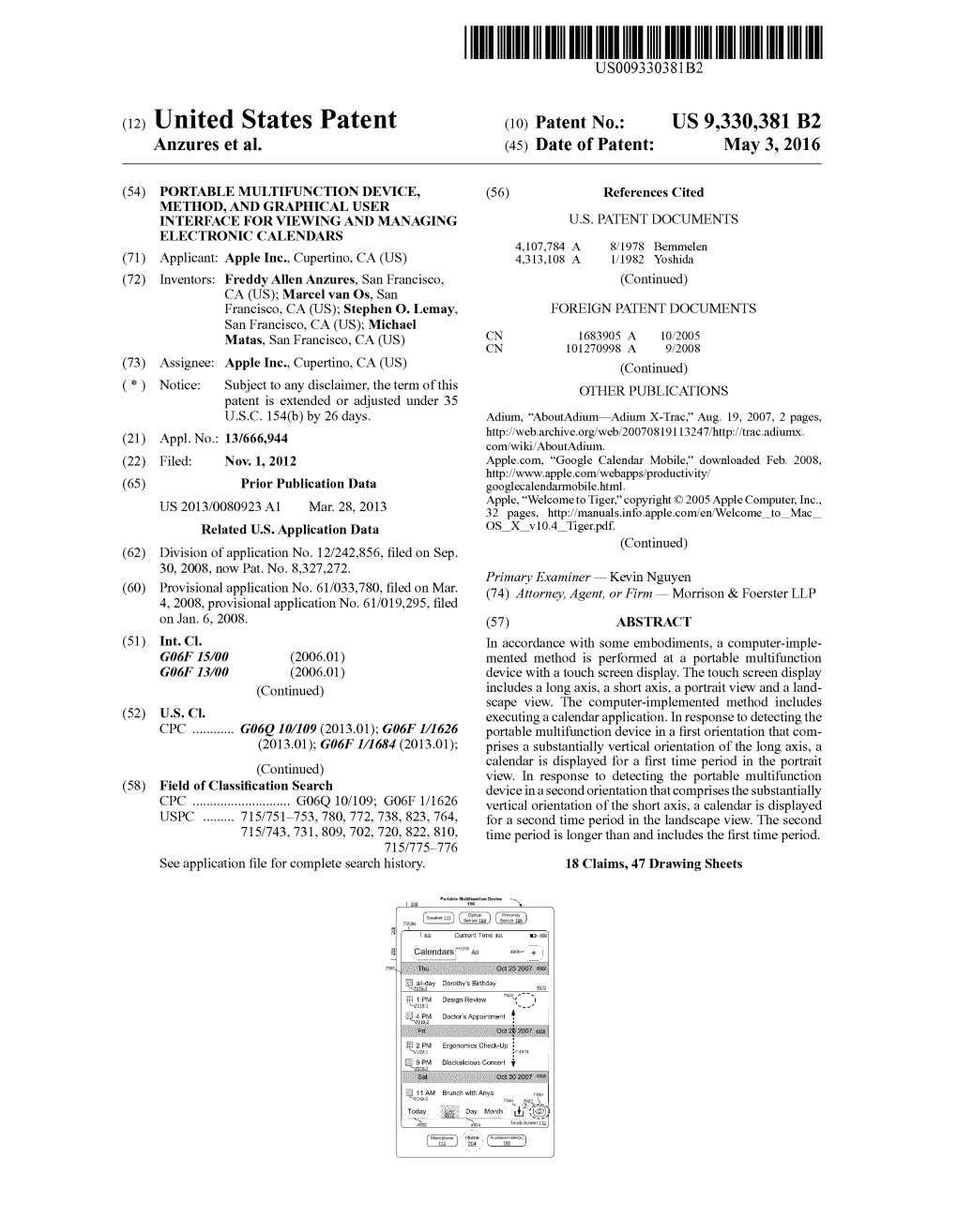 (12) United States Patent (10) Patent No.: US 9,330,381 B2 Anzures Et Al