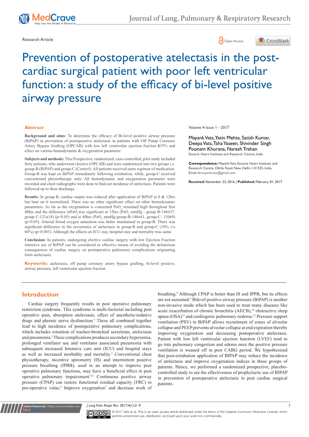 Prevention of Postoperative Atelectasis in the Post-Cardiac