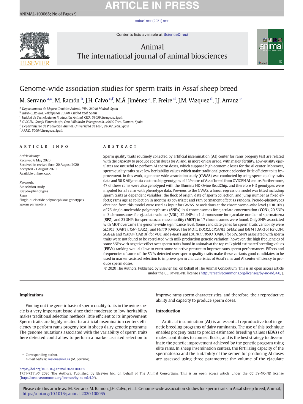 Genome-Wide Association Studies for Sperm Traits in Assaf Sheep Breed