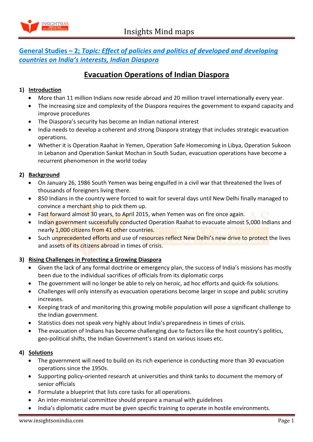 Evacuation Operations of Indian Diaspora