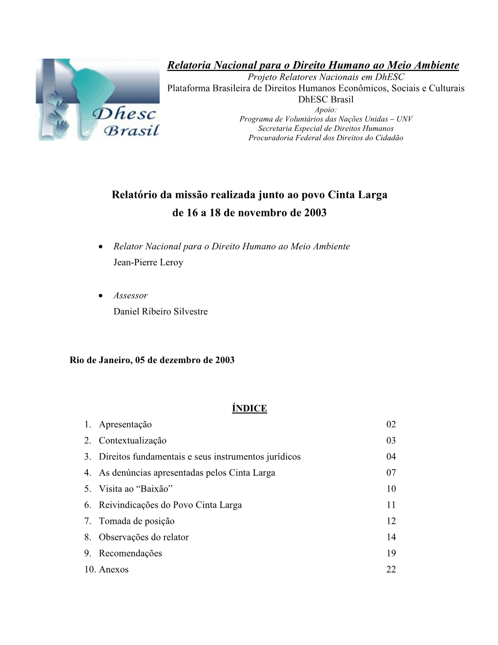 Relatoria Nacional Para O Direito Humano Ao Meio Ambiente