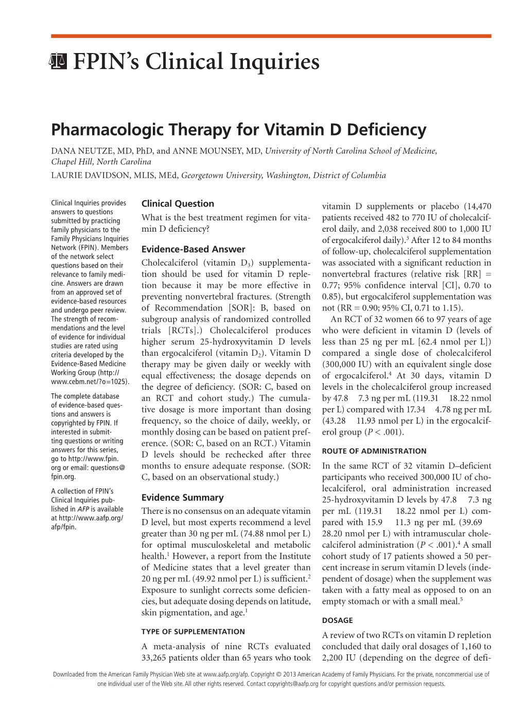 Pharmacologic Therapy for Vitamin D Deficiency