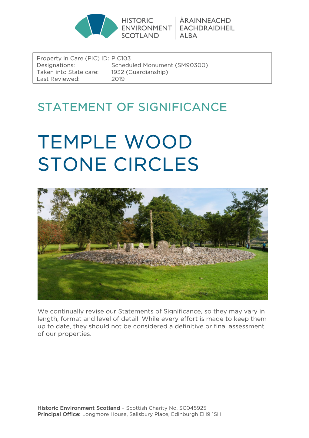 Temple Wood Stone Circle Statement of Significance