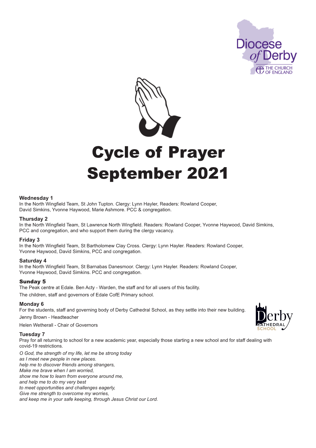 Download the September 2021 Cycle of Prayer