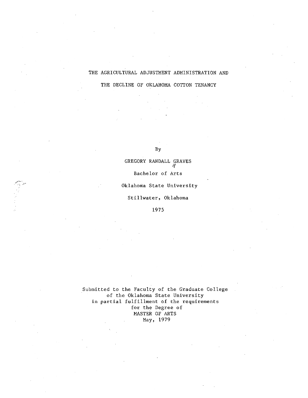 The Agricultural Adjustment Administration and the Decline of Oklahoma Cotton Tenancy