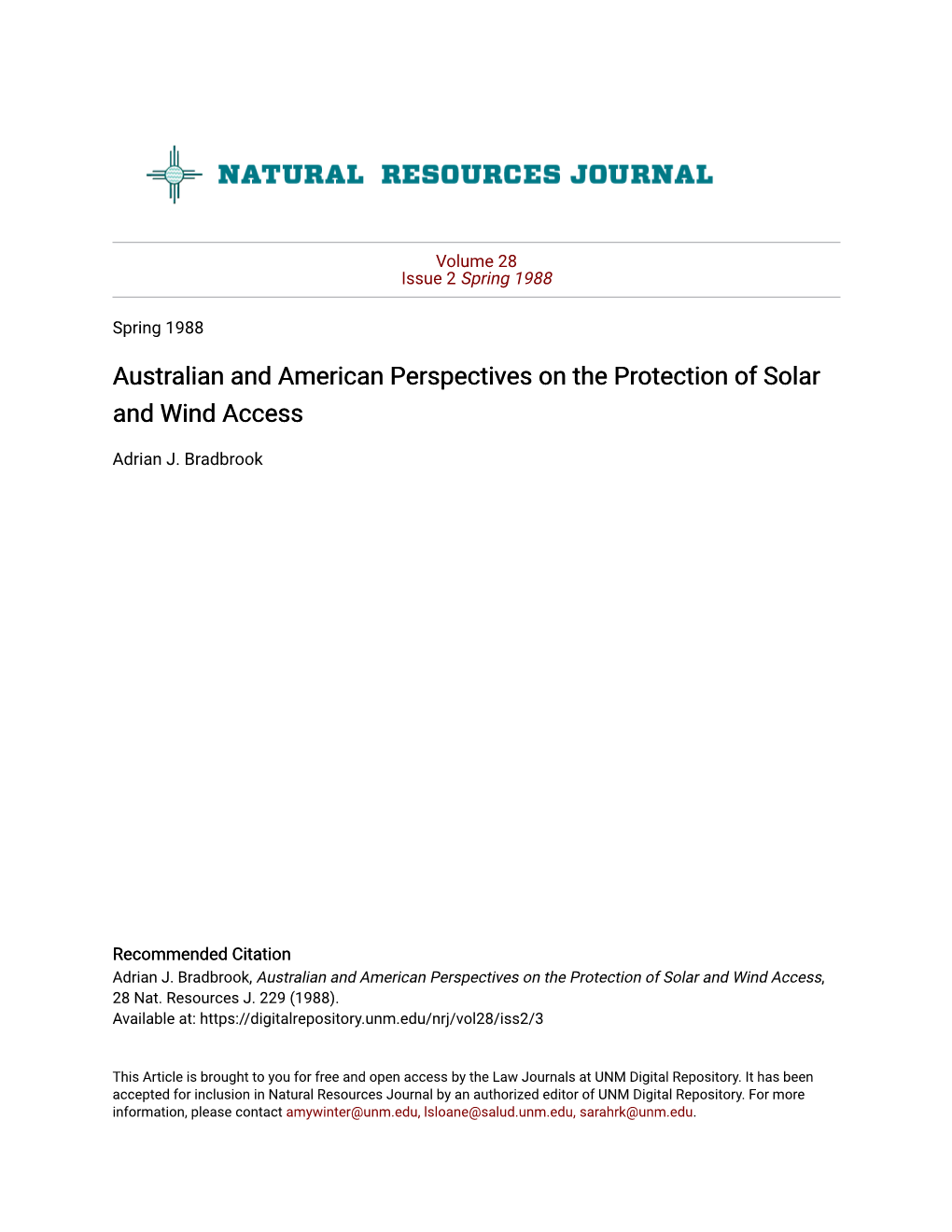 Australian and American Perspectives on the Protection of Solar and Wind Access