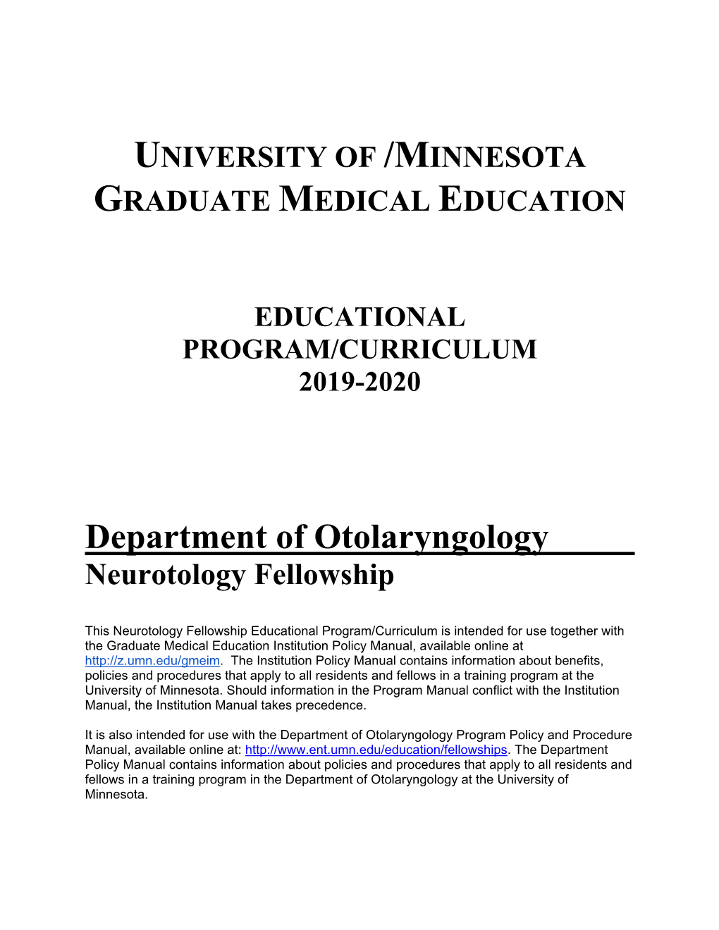 Department of Otolaryngology Neurotology Fellowship